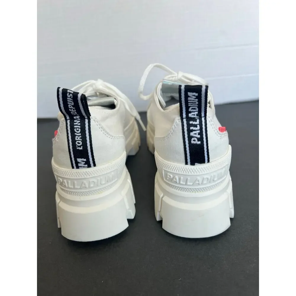 NWT Palladium Revolt‎ Lo Tx White Low Top Lace Up Platform Casual Sneakers 9.5